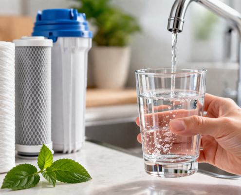 Agua con sabor metálico